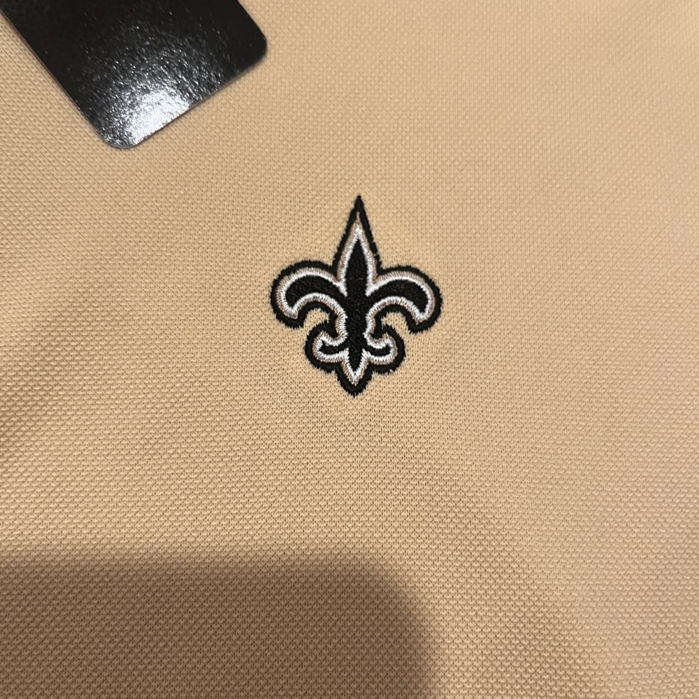 Tan Polo Shirt with Fleur-de-lis Embroidery